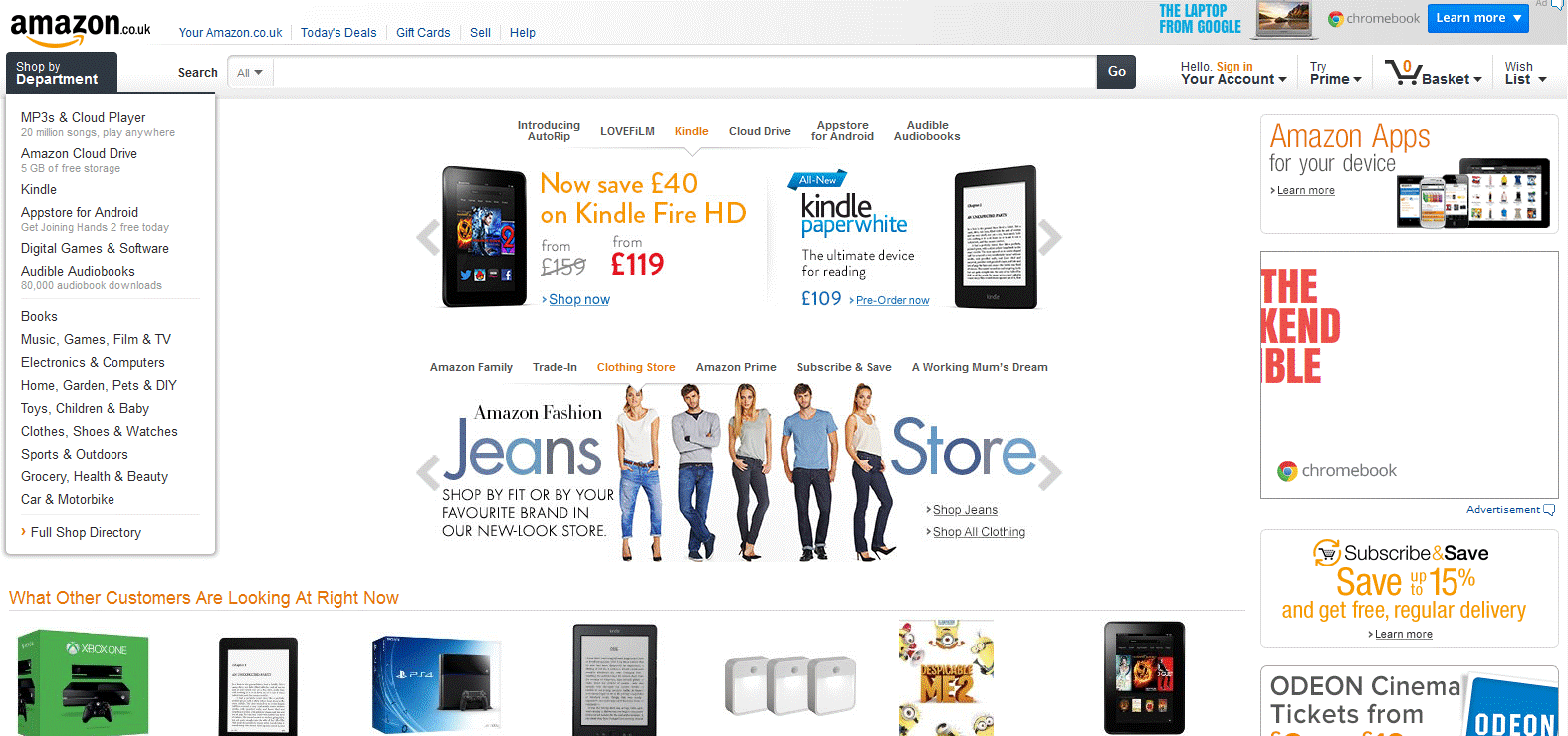 Amazon homepage